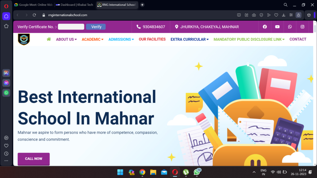 RNG International School Website