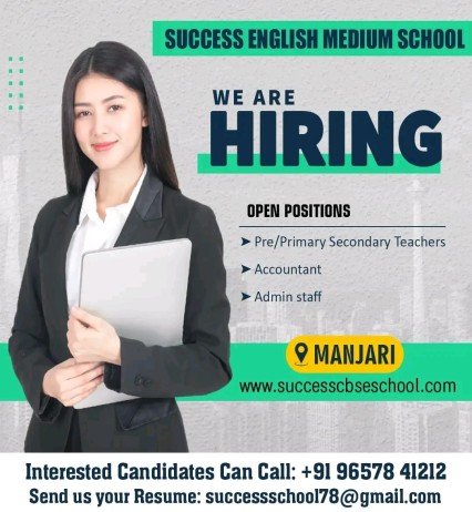 Job for Teachers at Success English Medium School,  Pune