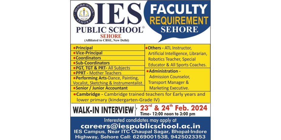 Jobs in IES Public School, Indore