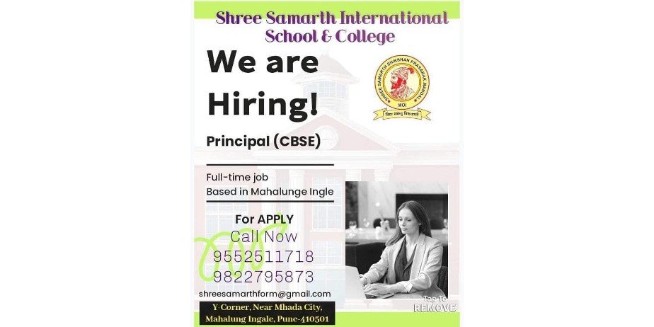 Jobs Opening in Shree Samarth International School College Pune