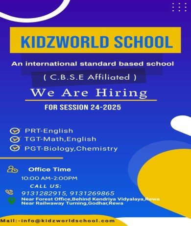 Teachers Job at Kidzworld School, Rewa