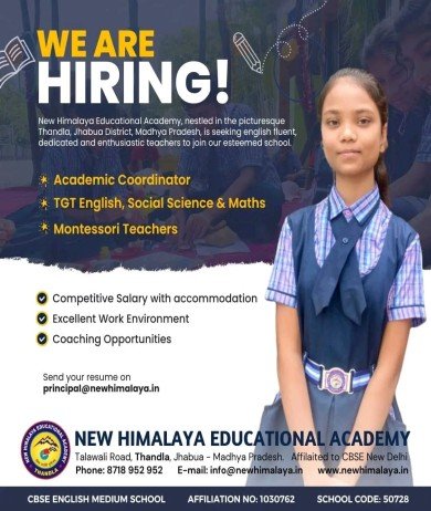 Teachers Job at New Himalaya Educational Academy, Thandla, Madhya Pradesh