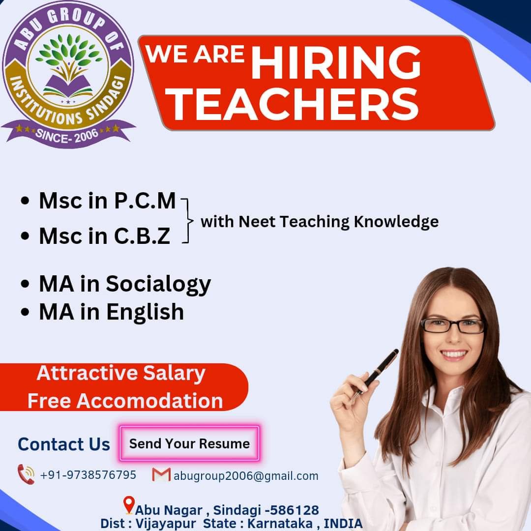 Jobs Opening in ABU GROUP OF INSTITUTIONS SINDAGI