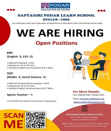 Teachers Job at Saptagiri Podar Learn School, Degloor, Maharashtra