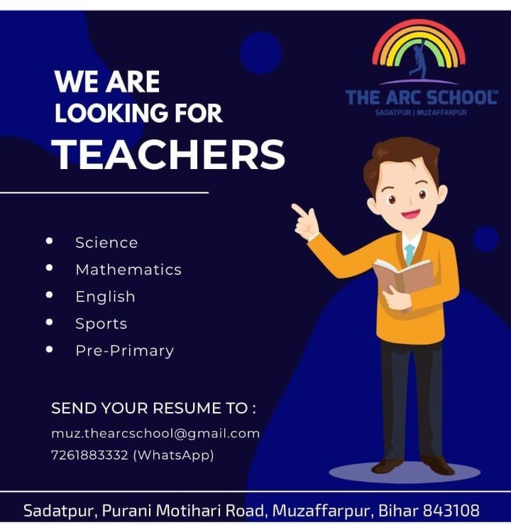 Jobs Opening in THE ARC SCHOOL, SADATPURI MUZAFFARPUR