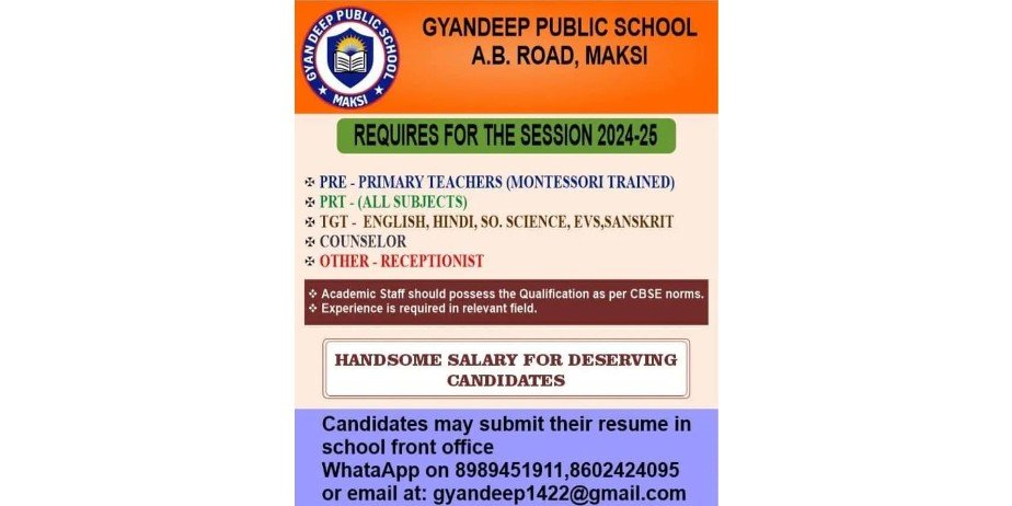 Teachers Job Openings in Gyan Deep Public School, Maksi, Hajipur, Bihar
