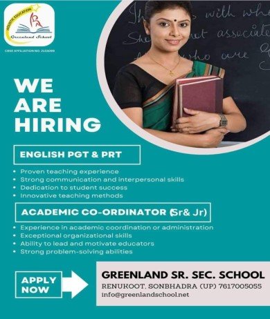 Teachers job at Greenland Sr. Sec. School, Sonbhadra (UP)
