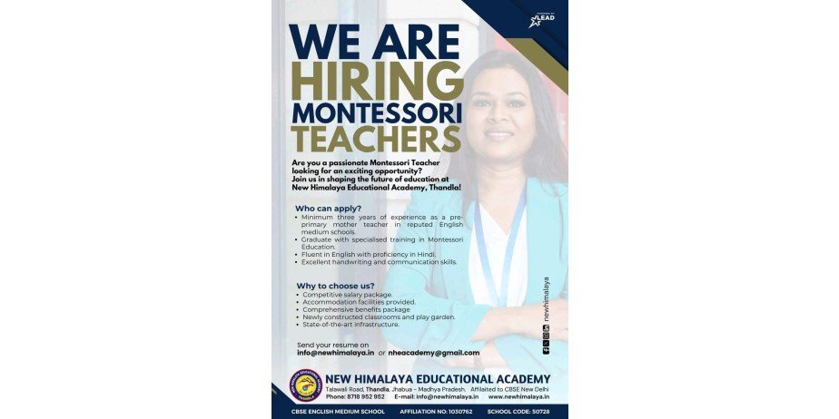 Teacher Job Openings in New Himalaya Educational Academy, Jhabua, Madhya Pradesh