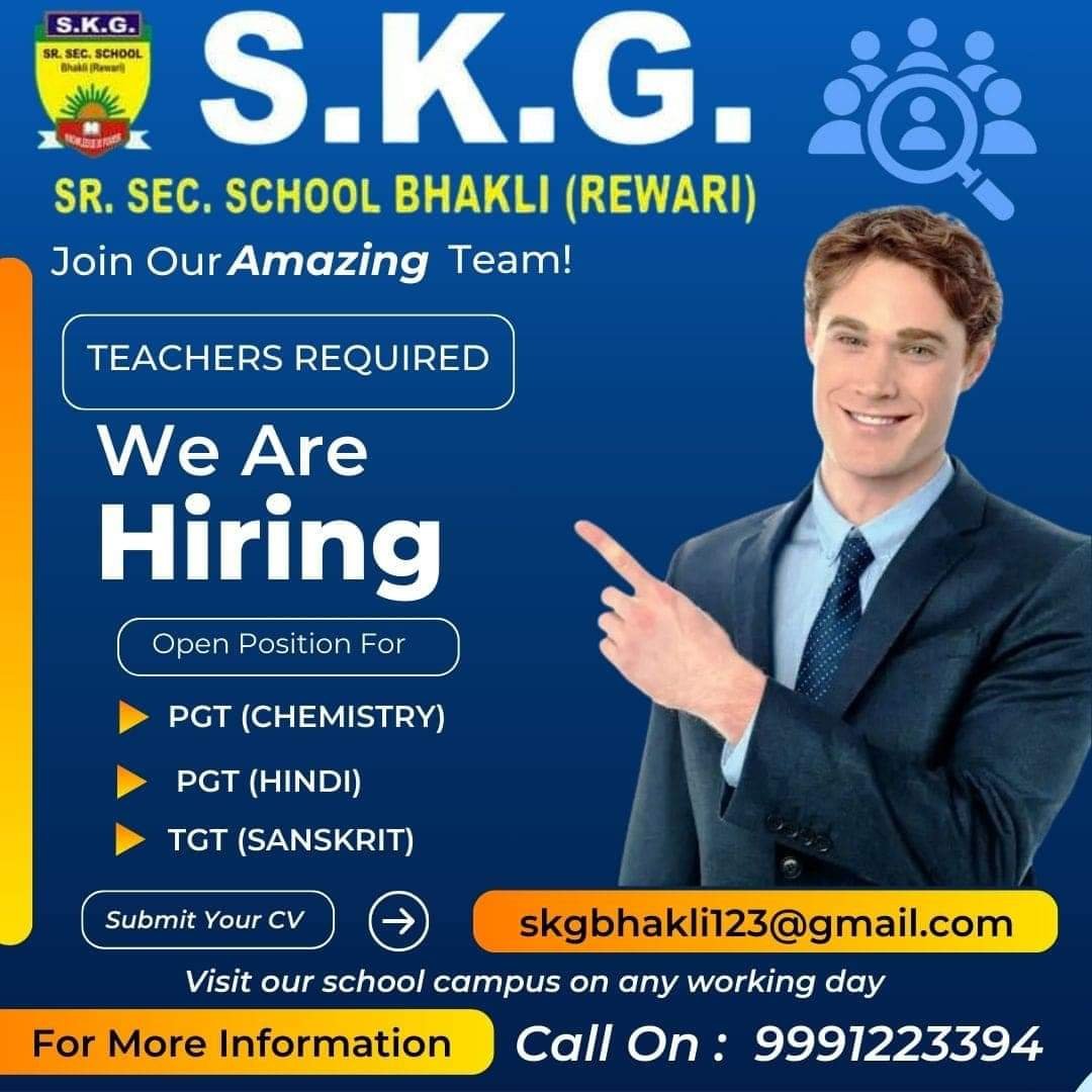Teacher Job in SR. SEC. SCHOOL BHAKLI (REWARI)