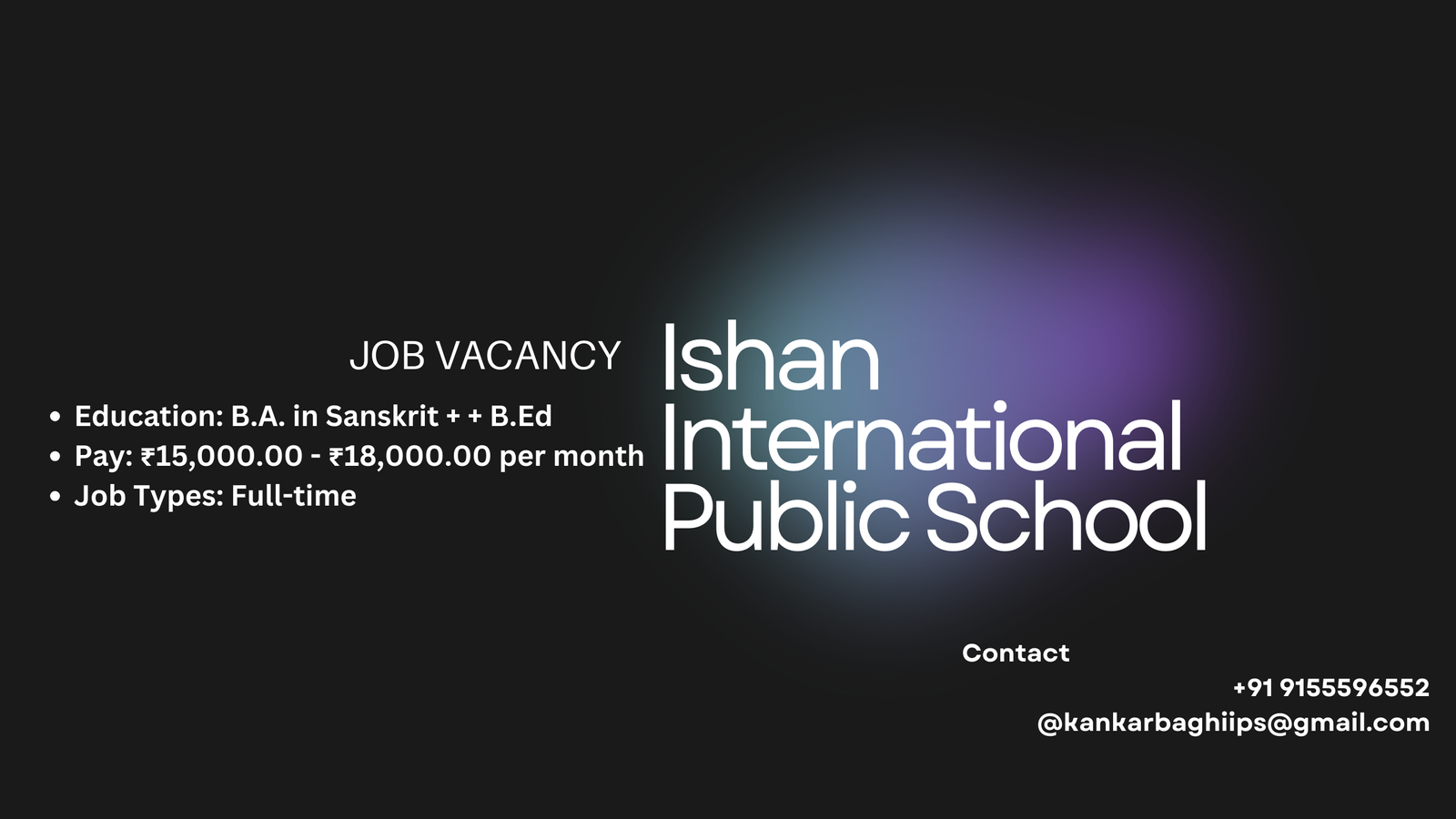 Ishan International Public School Needs a Sanskrit Teacher