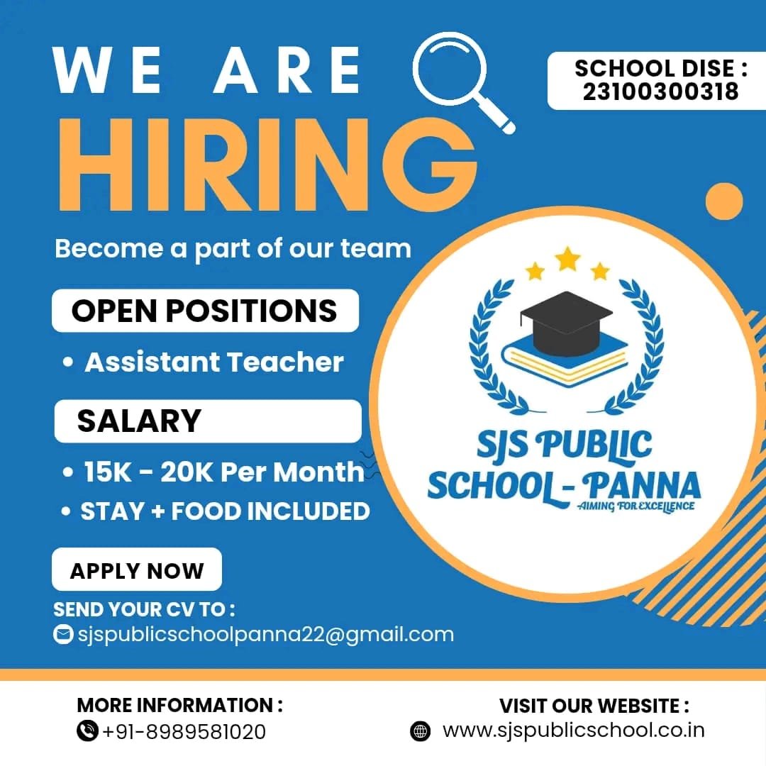 TEACHER JOBS!! in Patna, Bihar at SJS PUBLIC SCHOOL