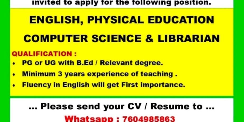 TEACHER JOBS!! in – Virudhunagar, Tamil Nadu at SRI SABARI NATIONAL SCHOOL