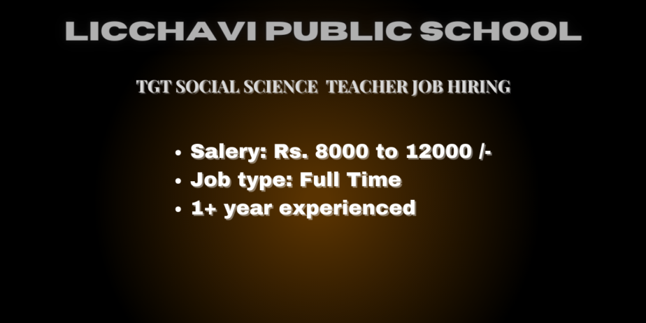Licchavi Public School is hiring Social Science Teacher
