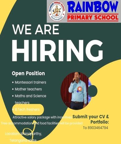 Teachers Job at Rainbow Primary School, Telangana