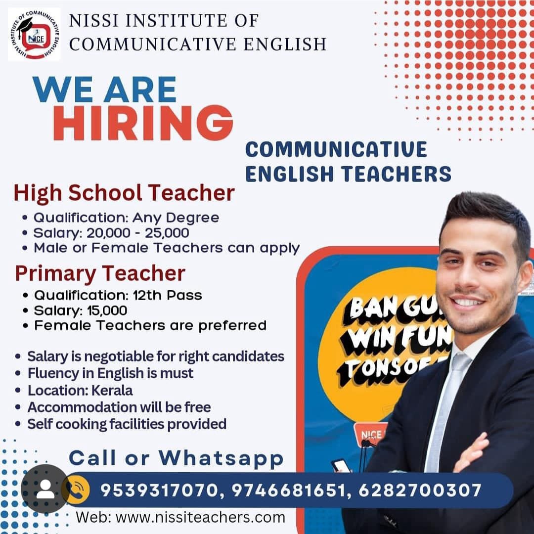 Teacher Job at NISSI Institute of Communicative English,Kerala