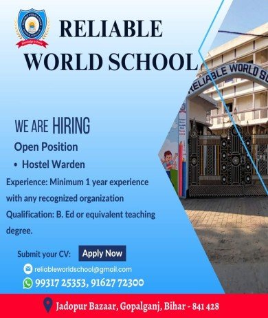 Teachers job at RELIABLE WORLD SCHOOL,Bihar