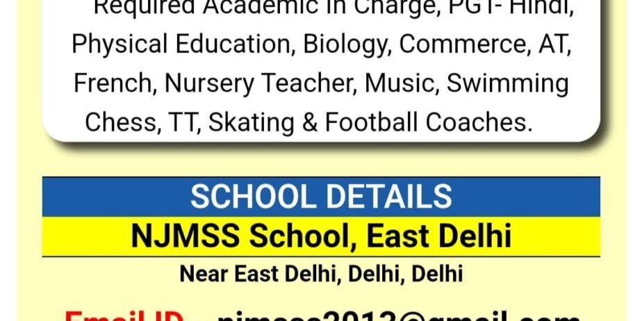 Teachers Job at NJMSS School, East Delhi