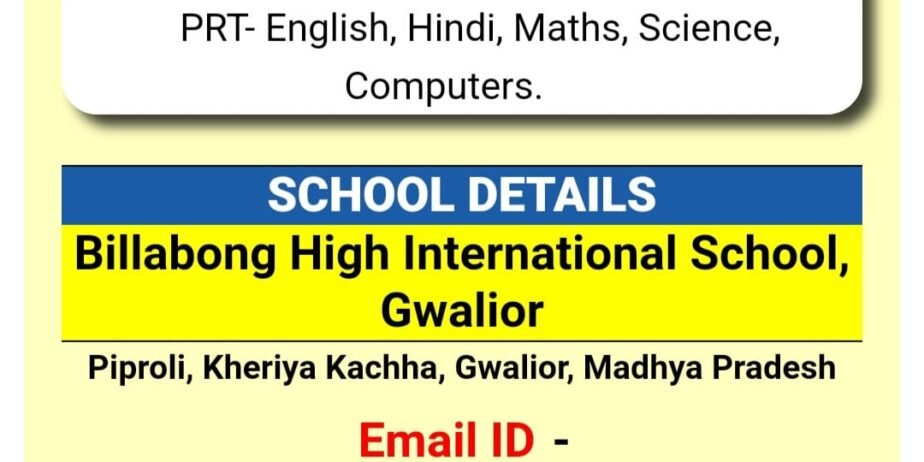 Teachers job in Billabong High International School, Gwalior, Madhya Pradesh