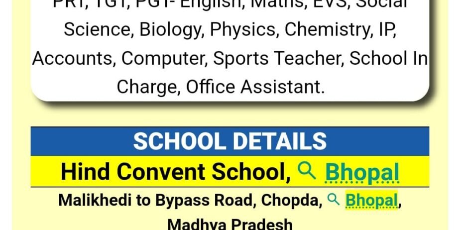 Teachers Job in Hind Convent School, Bhopal