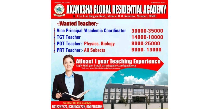 Teacher Job Openings in Akanksha Global Residential Academy, Mainpuri, Uttar Pradesh