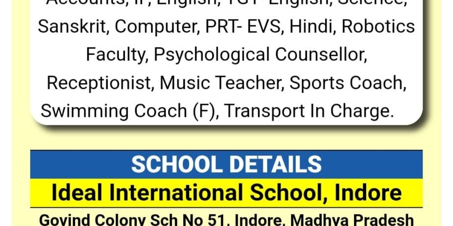 Teachers Job in Ideal International School, Indore