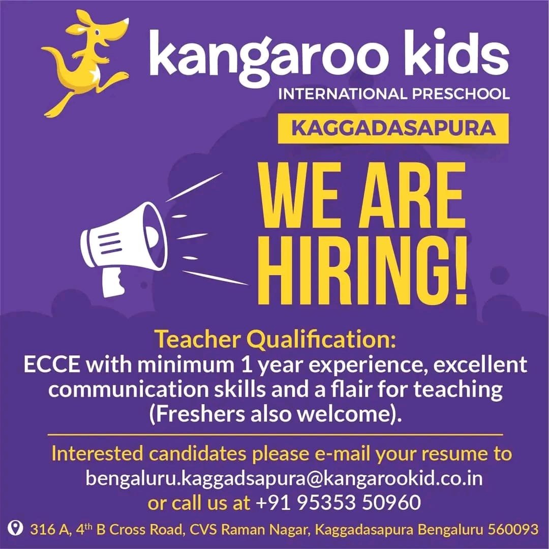 Teachers Job in Kangaroo Kids International School, Bengaluru, Karnataka