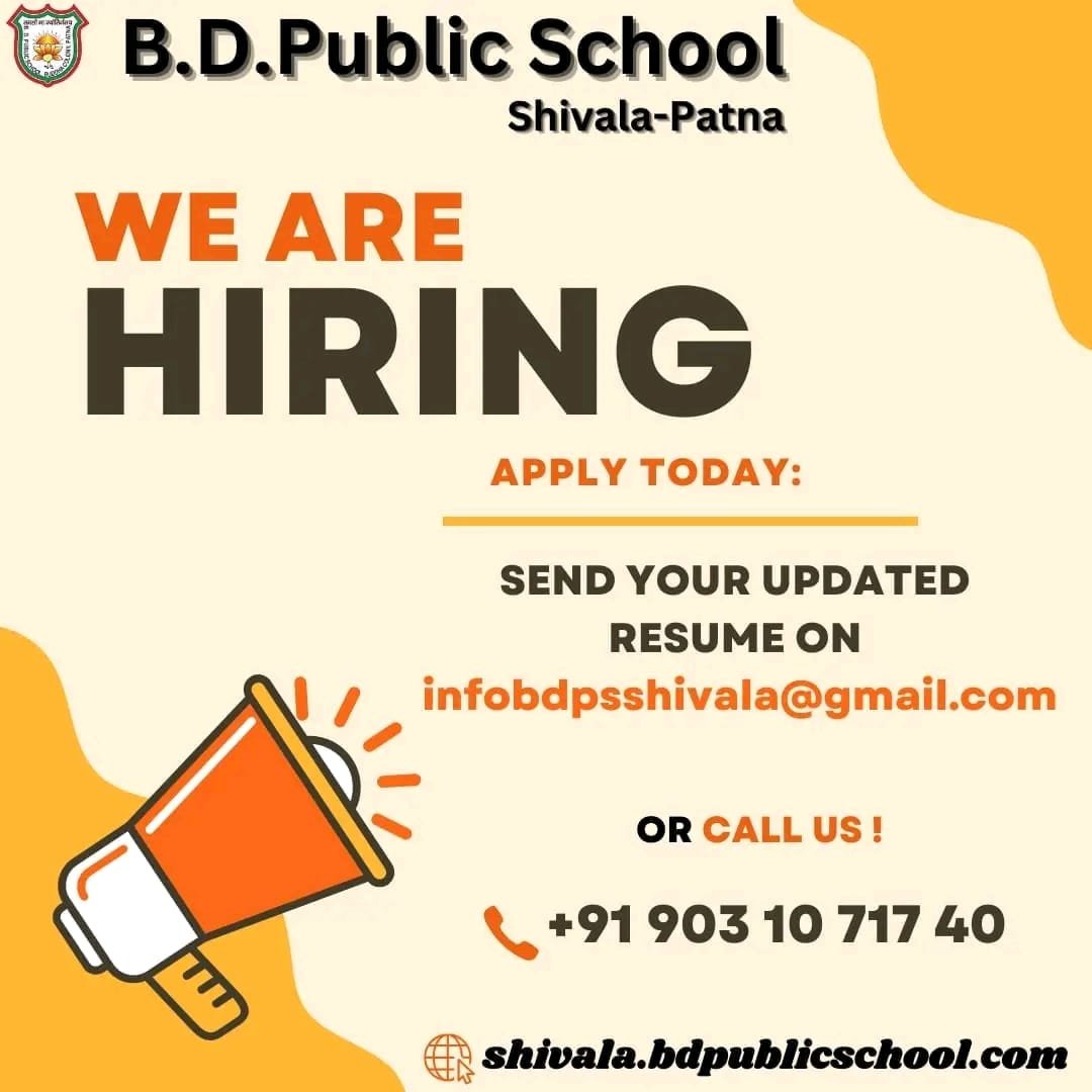 Teachers Job in B.D. Public School, Shivala, Patna, Bihar