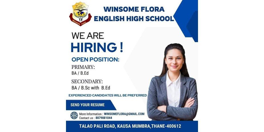 Teachers Job in Winsome Flora English High School, Thane, Maharashtra