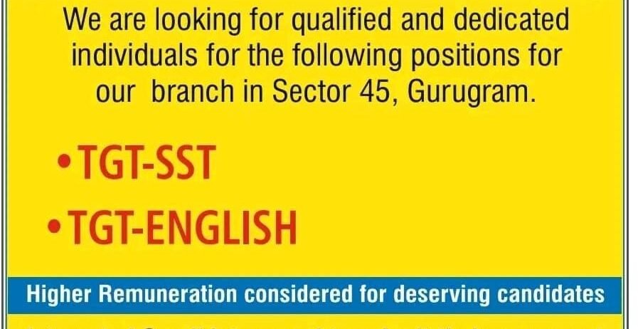 Teachers Job in EURO GROUP OF SCHOOLS, Gurugram, Haryana