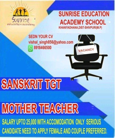 Teachers job at SUNRISE EDUCATION ACADEMY SCHOOL, Shivpuri (M.P)