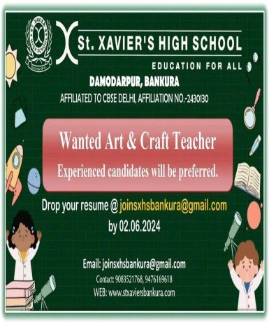 Teachers Job at St. Xavier’s High School, Damodarpur, Bankura