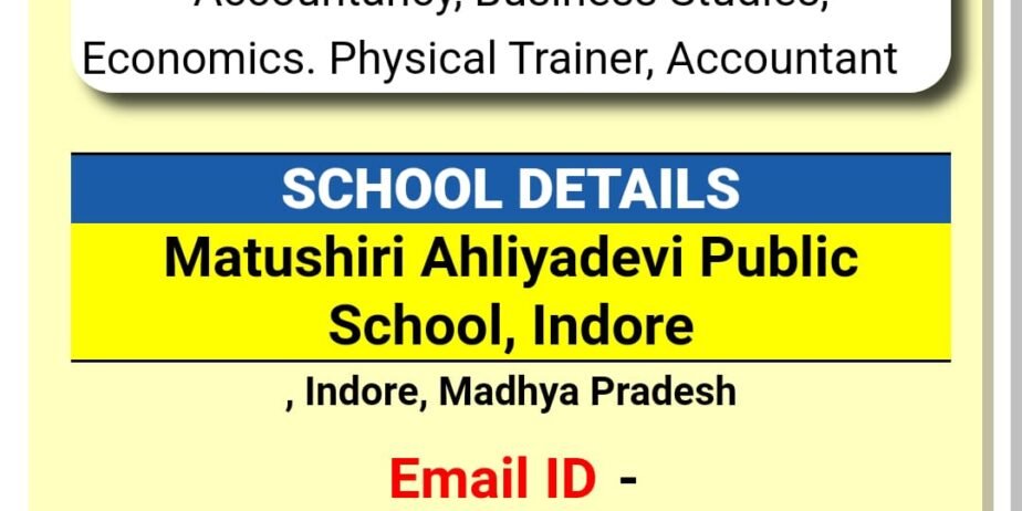 Teachers Required At Matushiri Ahliyadevi Public School, Indore