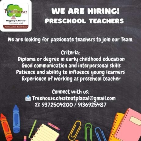 TEACHER JOBS!! in – Gurugram, Haryana at Tree House Playgroup & Nursery