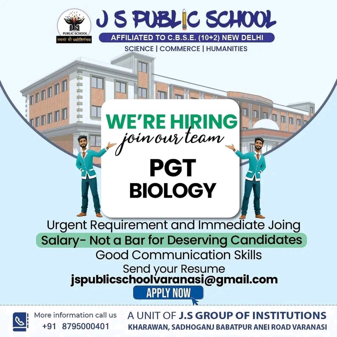 TEACHER JOBS!! in VARANASI, Utter Pradesh at JS PUBLIC SCHOOL