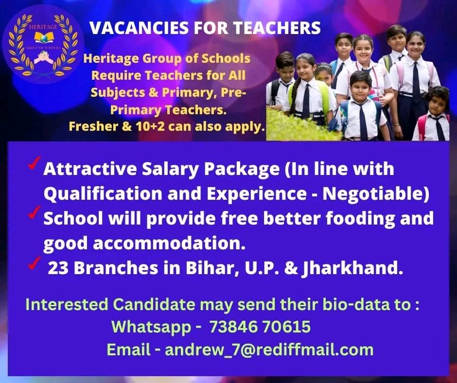 TEACHER JOBS!! in – Gurugram, Haryana at Heritage Group of Schools