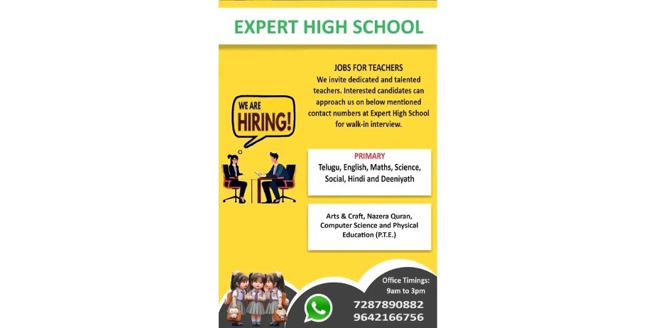 Teacher jobs at Expert High School, Hyderabad, Telangana