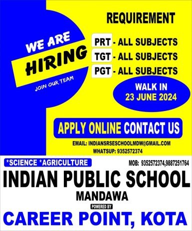 Teachers job at Indian Public School, Mandawa