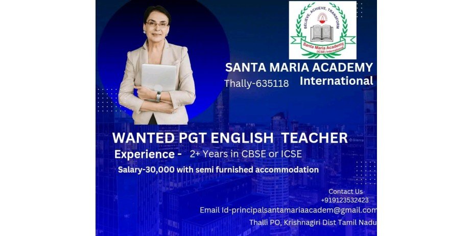 Teacher jobs at Santa Maria Academy, Krishnagiri, Tamil Nadu