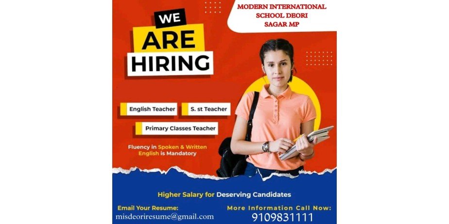Teacher jobs at Modern International School, Sagar, MP