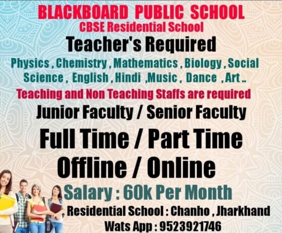 TEACHER JOBS!! in-Ranchi, Jharkhand at BLACKBOARD PUBLIC SCHOOL