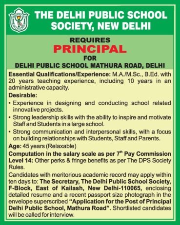 TEACHER JOBS!! in – New Delhi, Delhi at DELHI PUBLIC SCHOOL