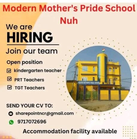 TEACHER JOBS!! in Nuh, Haryana at Modern Mother’s Pride School