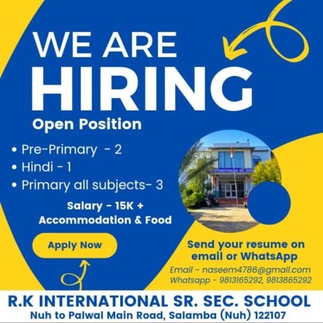 Teacher’s Job At- RK International Sr Sec School, Salamba