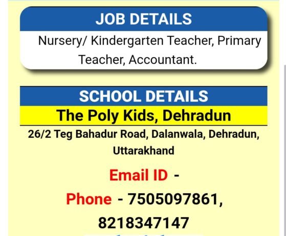 Teachers job at The Poly Kids, Dehradun, Uttarakhand