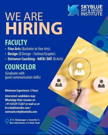 Opening Job for Teachers at SKYBLUE ART & DESIGN INSTITUTE in Surat, Gujarat