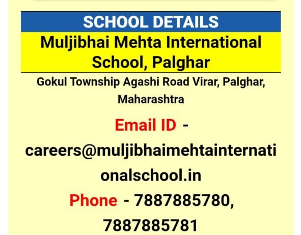 TEACHER JOBS!! in Palghar, Maharashtra at Muljibhai Mehta International School,