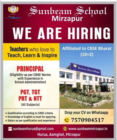 TEACHER JOBS!! in Mirzapur,Uttar Pradesh at Sunbeam School