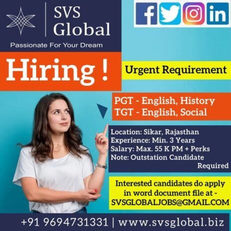 TEACHER JOBS!! in Sikar Rajasthan at SVS Global