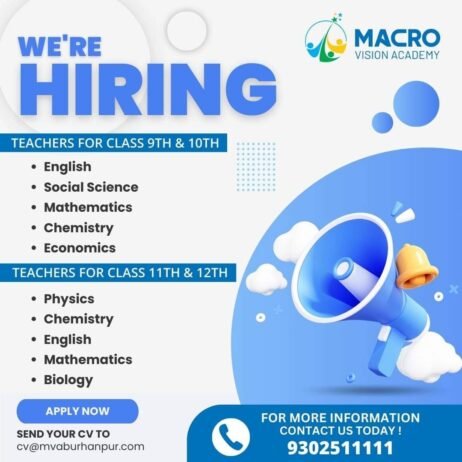 TEACHER JOBS!! in Burhanpur, Madhya Pradesh at MACRO VISION ACADEMY