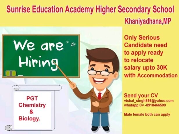 TEACHER JOBS!! in Khaniyadhana, MP at Sunrise Education Academy Higher Secondary School